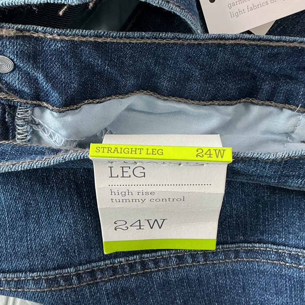 Style & Co NWT High Rise Straight Leg Blue Jeans Plus Size 24W Tummy Control - Picture 7 of 8